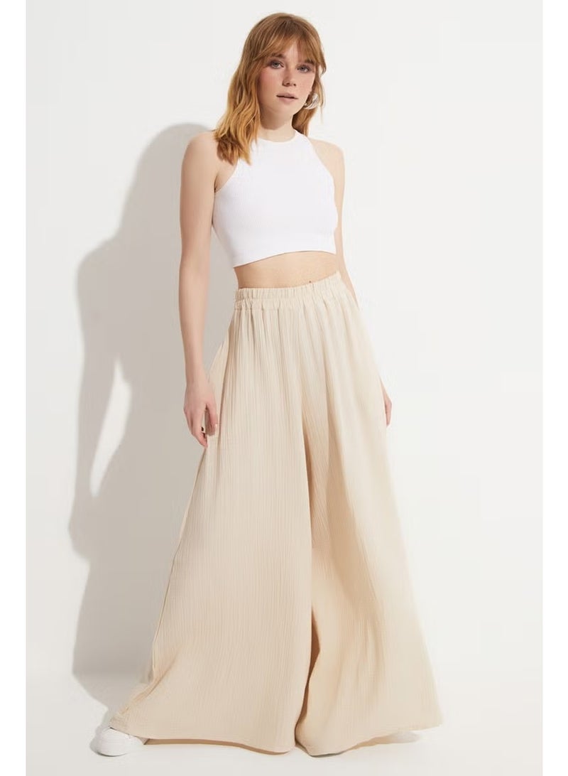 JUNE Elastic Waist Wide Trousers - Image 1